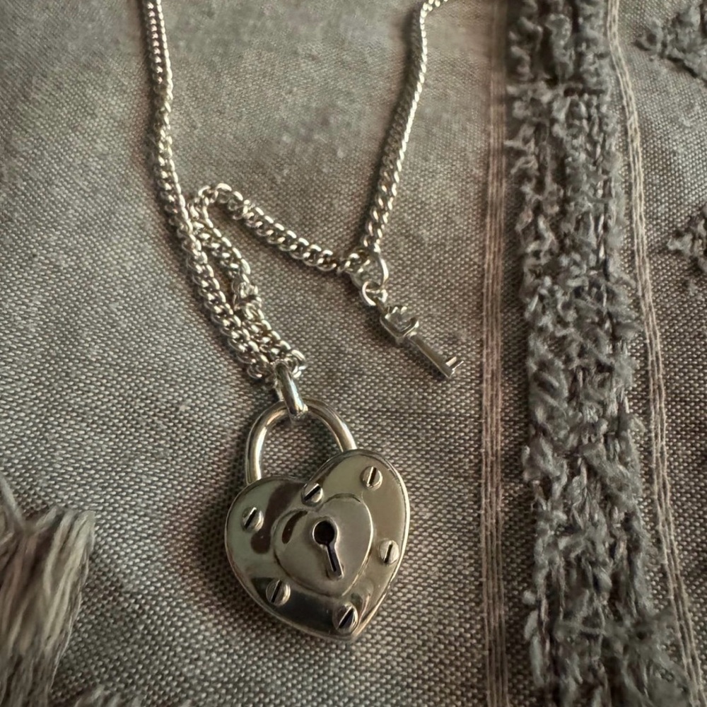 Coach Sterling Silver Padlock/key Tag Necklace.